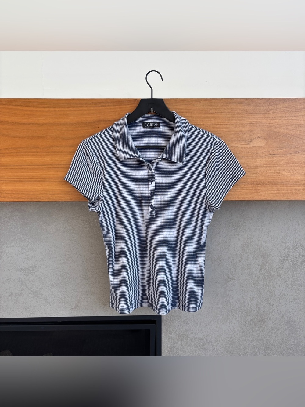 J. CREW Short Sleeve Henley Polo‎ Stripe T Shirt, Size S
